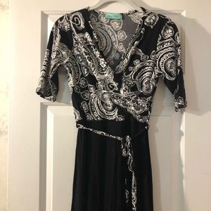 Black and white knee length dress